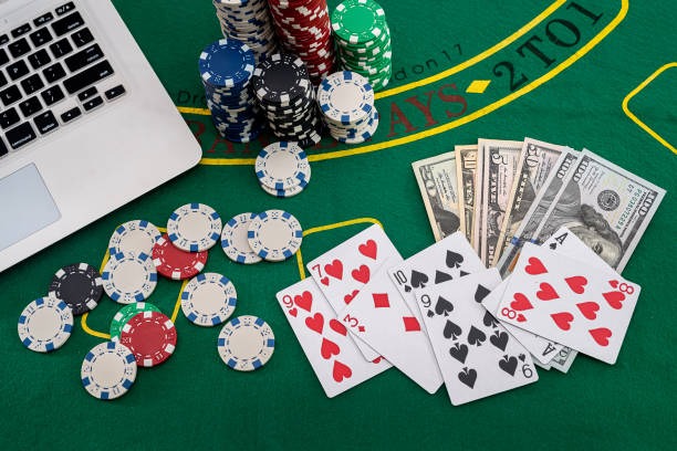 Blackjack table layout with dealer and player cards